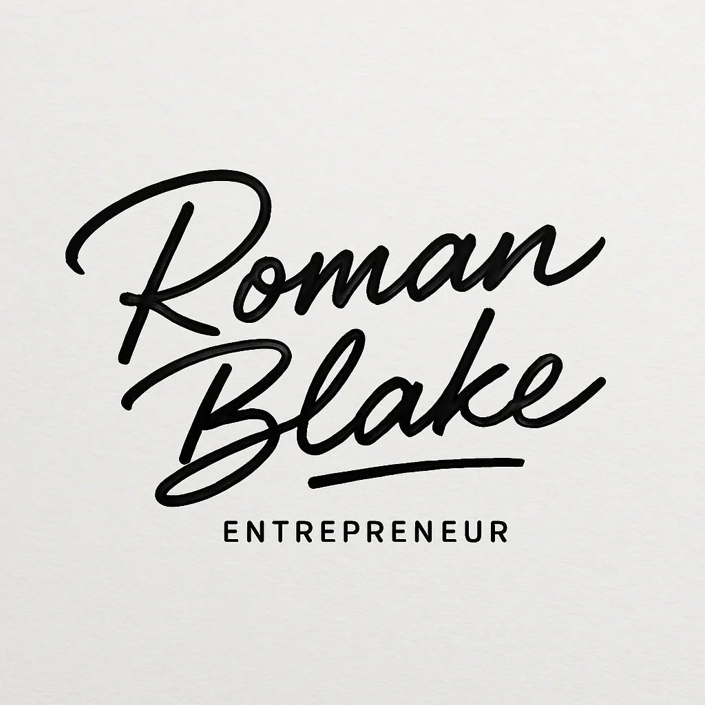 Example output from the Luxury Signature Logo Creator ChatGPT prompt: elegant signature-style logo. Roman Blake.