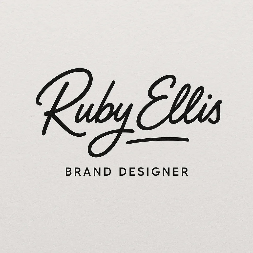 Example output from the Luxury Signature Logo Creator ChatGPT prompt: elegant signature-style logo. Ruby Ellis.