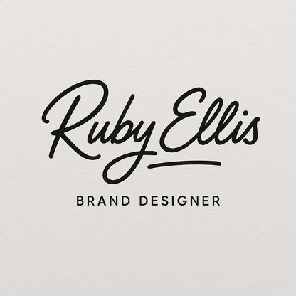 Example output from the Luxury Signature Logo Creator ChatGPT prompt: elegant signature-style logo. Ruby Ellis.