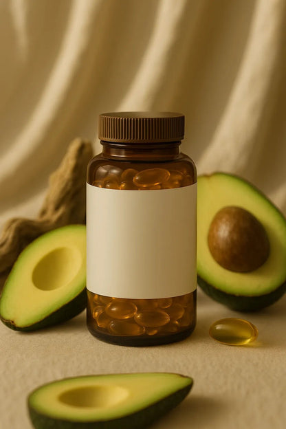 Example output from the Luxury Supplement Mockups White Label ChatGPT prompt: soft-lit supplement mockup. Preview 9.