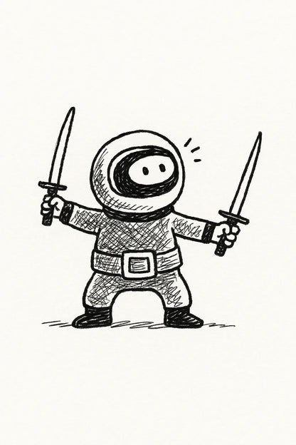 Example output from the MS Paint Doodle Cartoon Portrait ChatGPT prompt: Astronaut Samurai