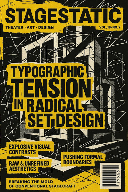 Example output from the Maximalist Magazine Covers ChatGPT prompt: chaotic editorial magazine covers. Stagestatic.