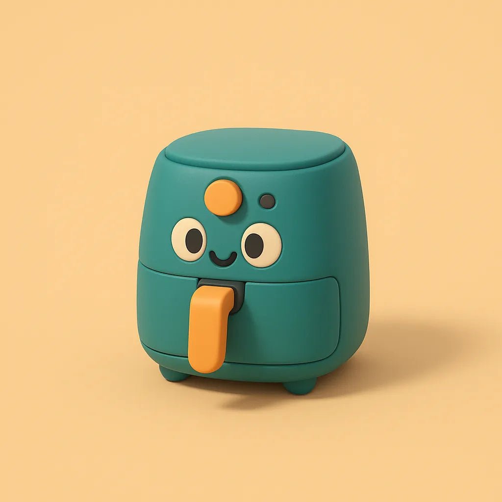 Example output from the Mini 3D Cartoon Product Icons ChatGPT prompt: tiny cartoon-style toy icons. Air Fryer.