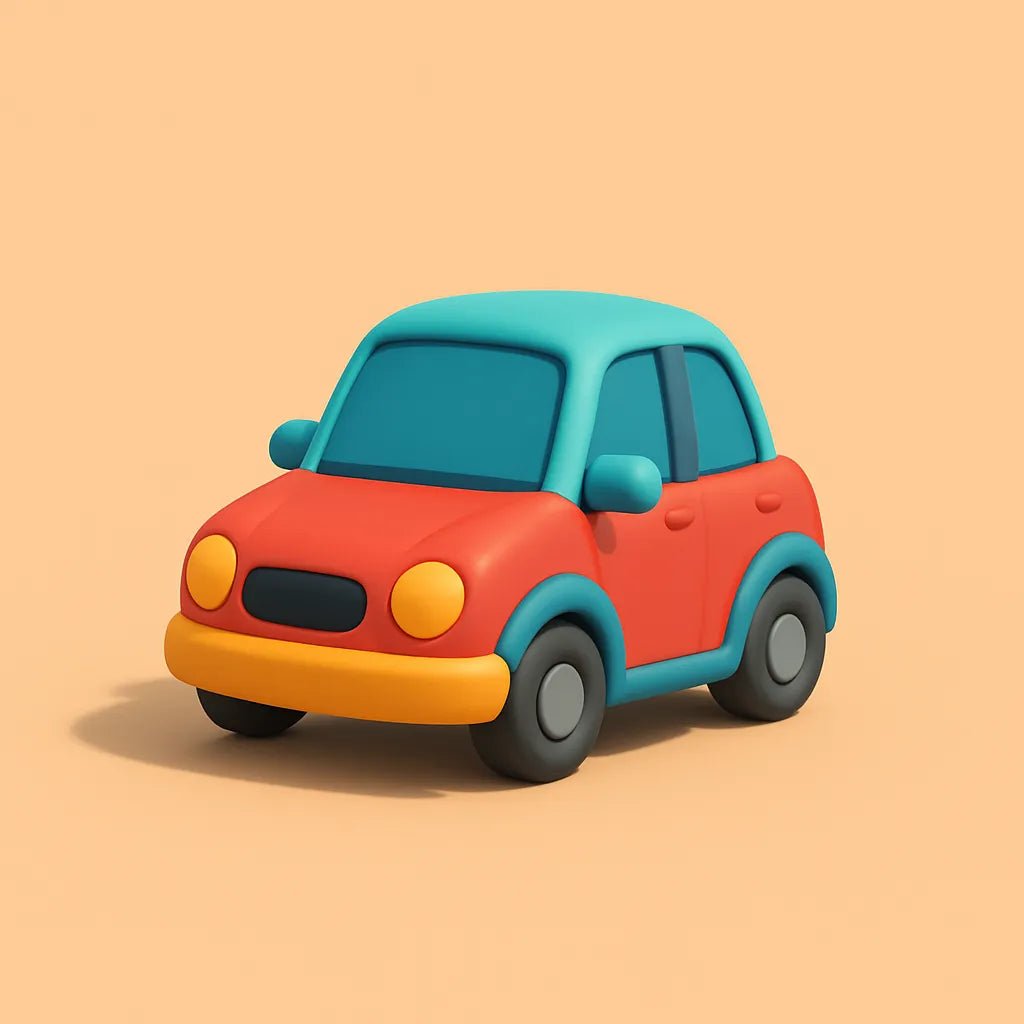 Example output from the Mini 3D Cartoon Product Icons ChatGPT prompt: tiny cartoon-style toy icons. Car.