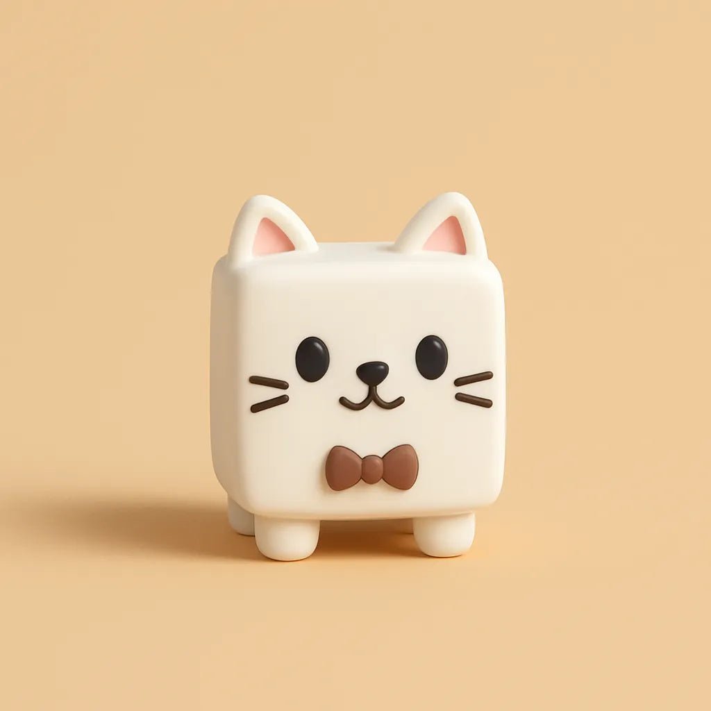 Example output from the Mini 3D Cartoon Product Icons ChatGPT prompt: tiny cartoon-style toy icons. Cat.