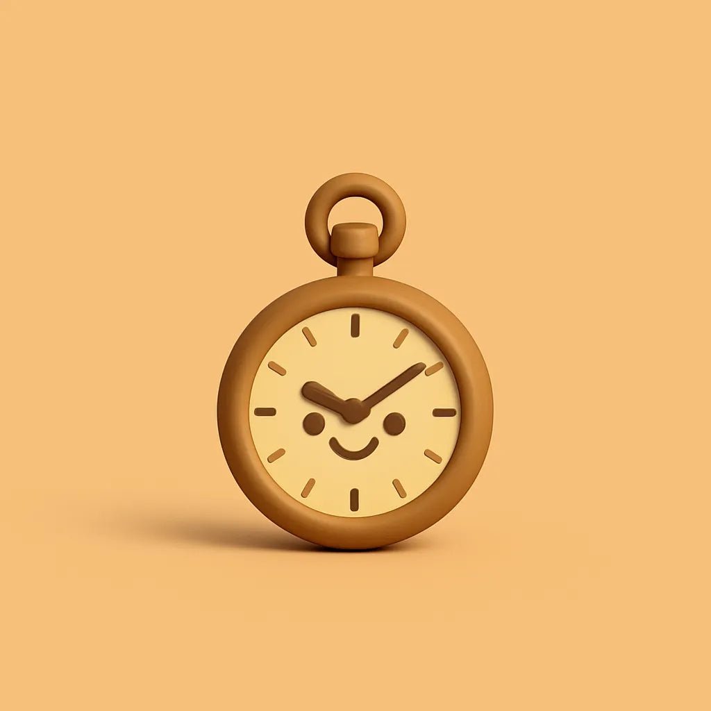 Example output from the Mini 3D Cartoon Product Icons ChatGPT prompt: tiny cartoon-style toy icons. Clock.