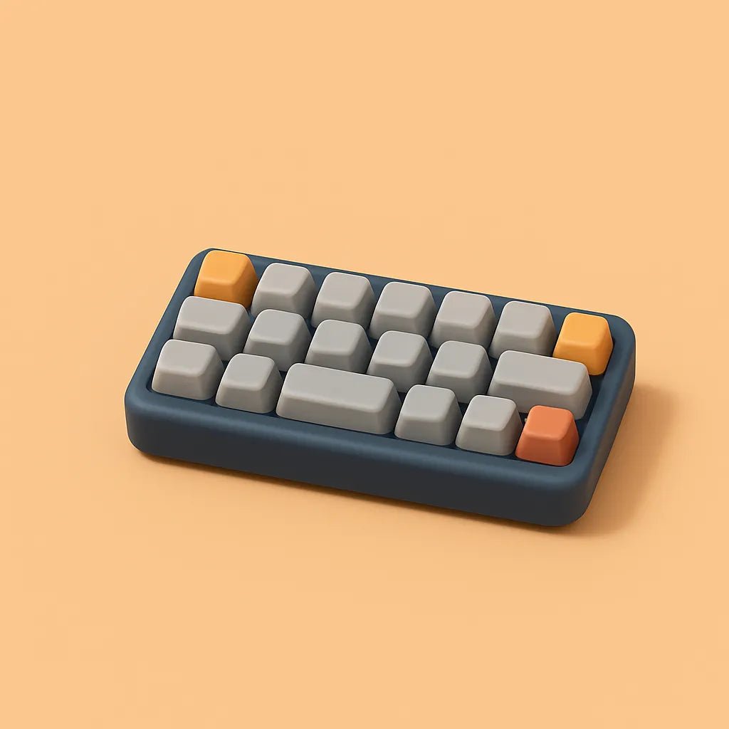 Example output from the Mini 3D Cartoon Product Icons ChatGPT prompt: tiny cartoon-style toy icons. Keyboard.