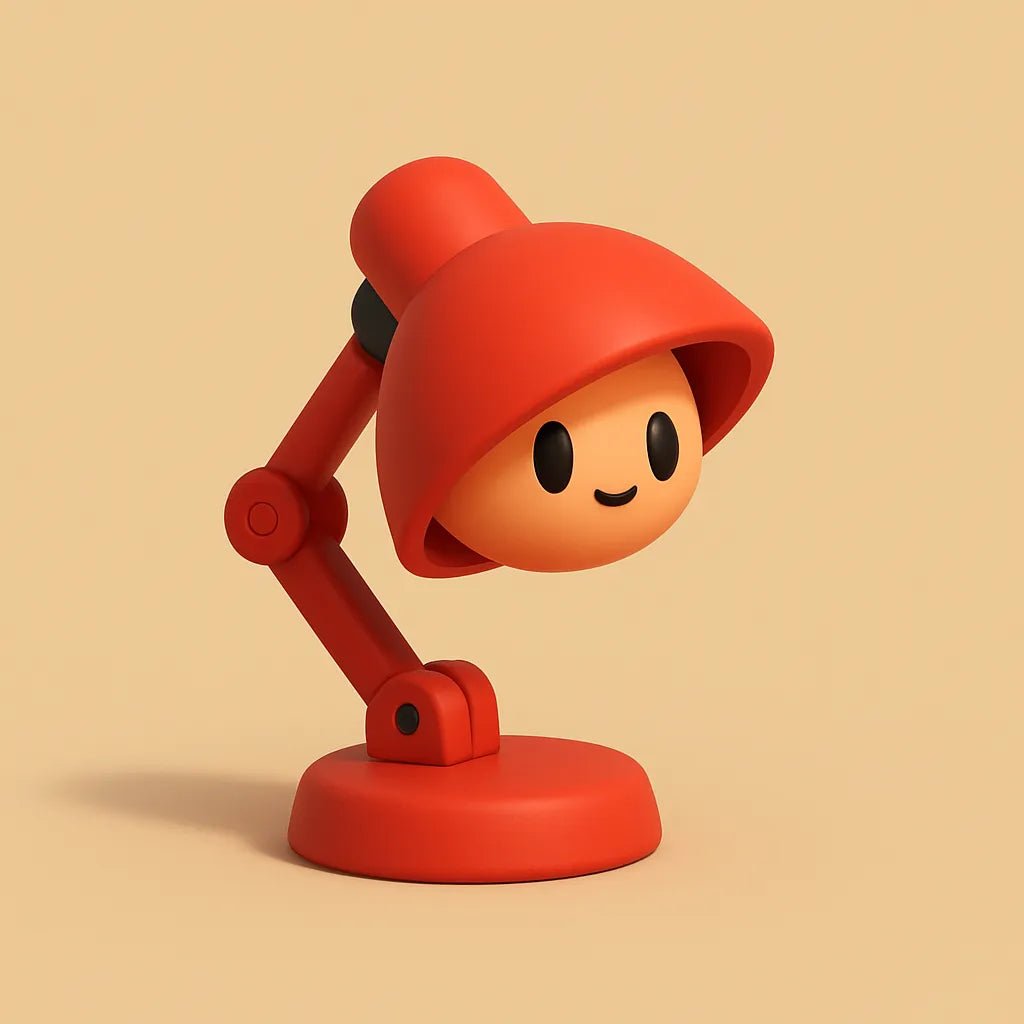 Example output from the Mini 3D Cartoon Product Icons ChatGPT prompt: tiny cartoon-style toy icons. Lamp.