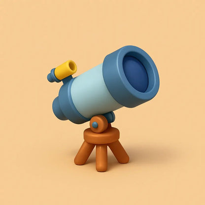 Example output from the Mini 3D Cartoon Product Icons ChatGPT prompt: tiny cartoon-style toy icons. Telescope.