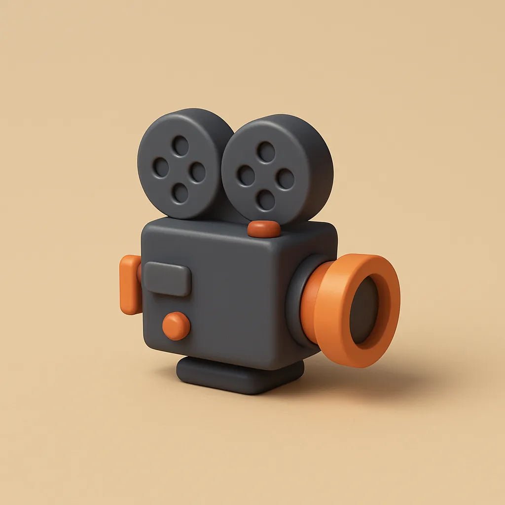 Example output from the Mini 3D Cartoon Product Icons ChatGPT prompt: tiny cartoon-style toy icons. Video Camera.