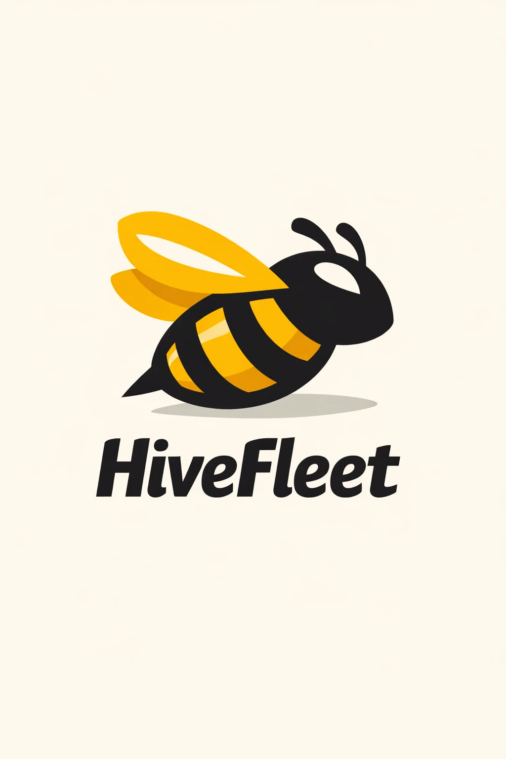 Example output from the Minimal Mascot Logo Designs ChatGPT prompt: a HiveFleet logo with a flat yellow and black bee mascot above a bold wordmark.