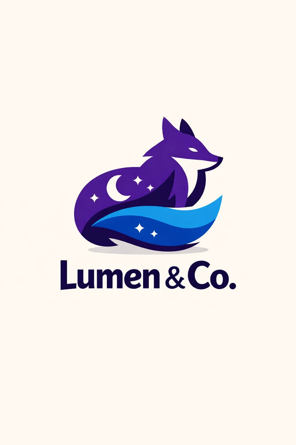 Example output from the Minimal Mascot Logo Designs ChatGPT prompt: a Lumen Co. mascot logo in a flat two-tone style with strong color blocking and a bold wordmark.