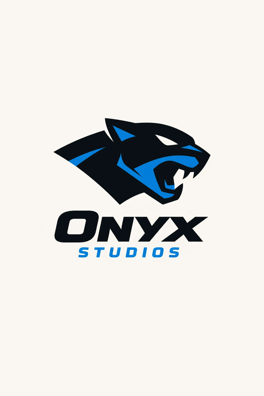 Example output from the Minimal Mascot Logo Designs ChatGPT prompt: an Onyx mascot logo in a flat two-tone style with strong color blocking and a bold wordmark.