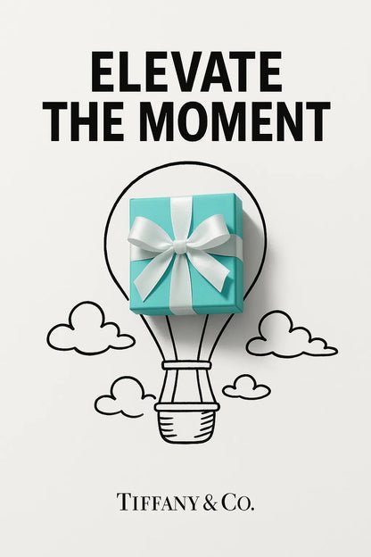 Example output from the Minimalist Ads With Doodle Objects ChatGPT prompt: clever real object and doodle ad mashups on white backgrounds. Tiffany & Co.