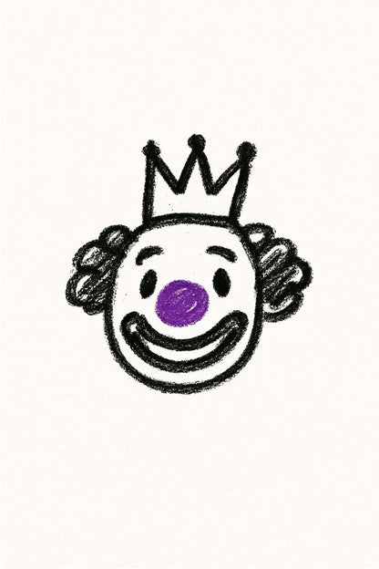 Example output from the Minimalist Hand Drawn Doodle Art ChatGPT prompt: Clown
