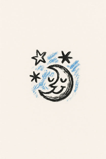 Example output from the Minimalist Hand Drawn Doodle Art ChatGPT prompt: Moon