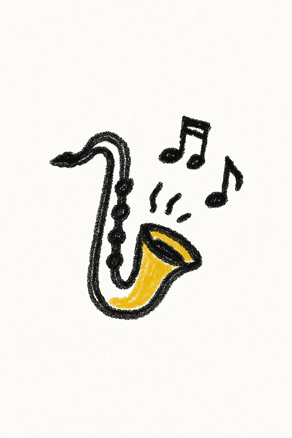 Example output from the Minimalist Hand Drawn Doodle Art ChatGPT prompt: Saxophone