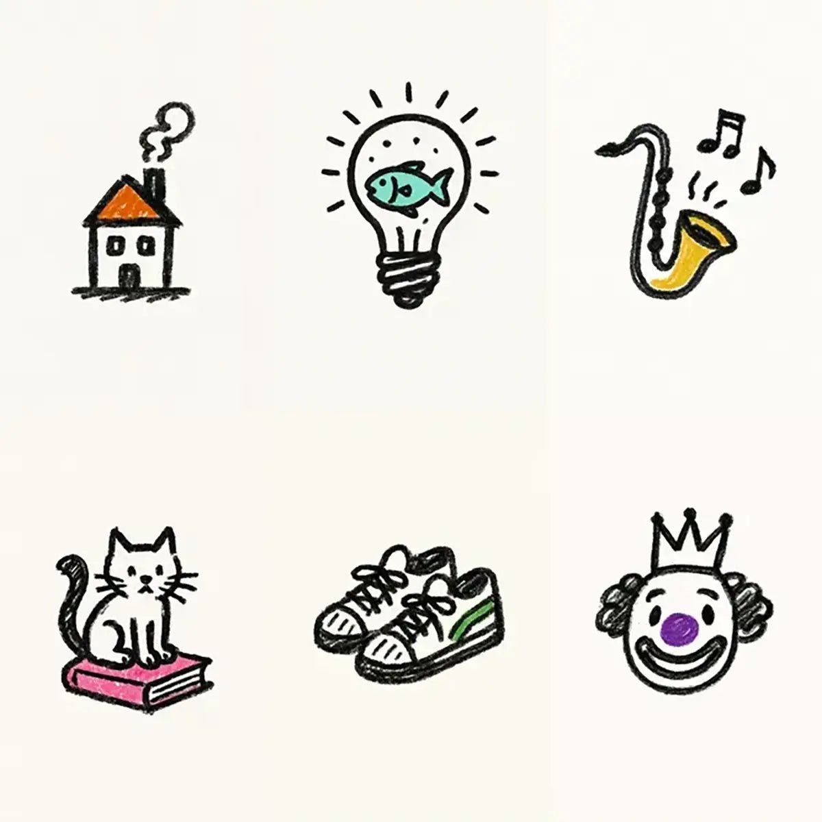 Example output from the Minimalist Hand Drawn Doodle Art ChatGPT prompt: expressive hand-drawn doodle illustrations with crayon texture and modern minimalist composition.