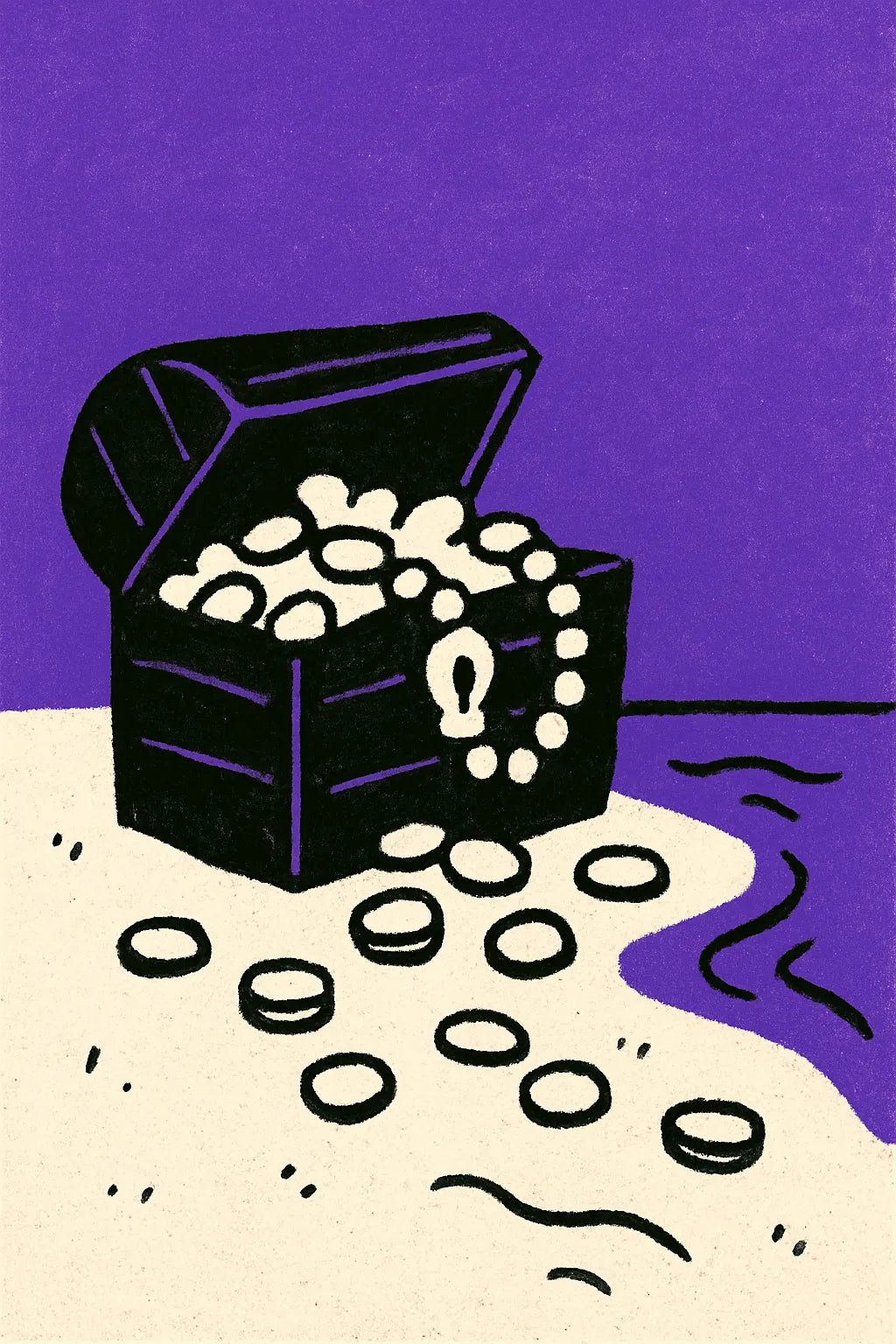 Example output from the Minimalist Playful Portraits ChatGPT prompt: Treasure