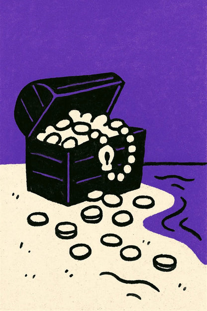 Example output from the Minimalist Playful Portraits ChatGPT prompt: Treasure
