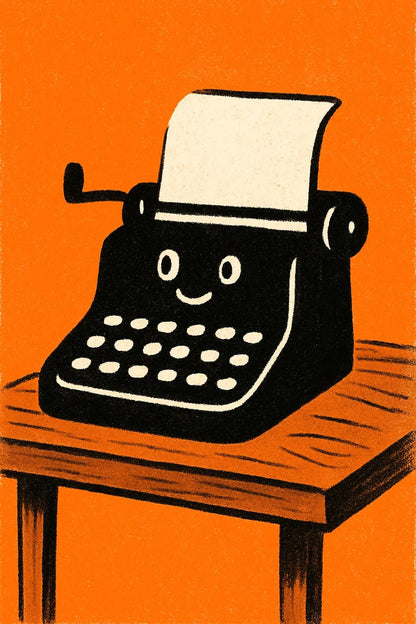Example output from the Minimalist Playful Portraits ChatGPT prompt: Typewriter
