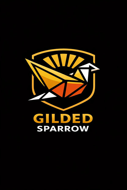 Example output from the Modern Iconic Mascot Logo Designs ChatGPT prompt: a Gilded Sparrow mascot logo in clean continuous-line vector style with negative space, optimized for dark backgrounds.