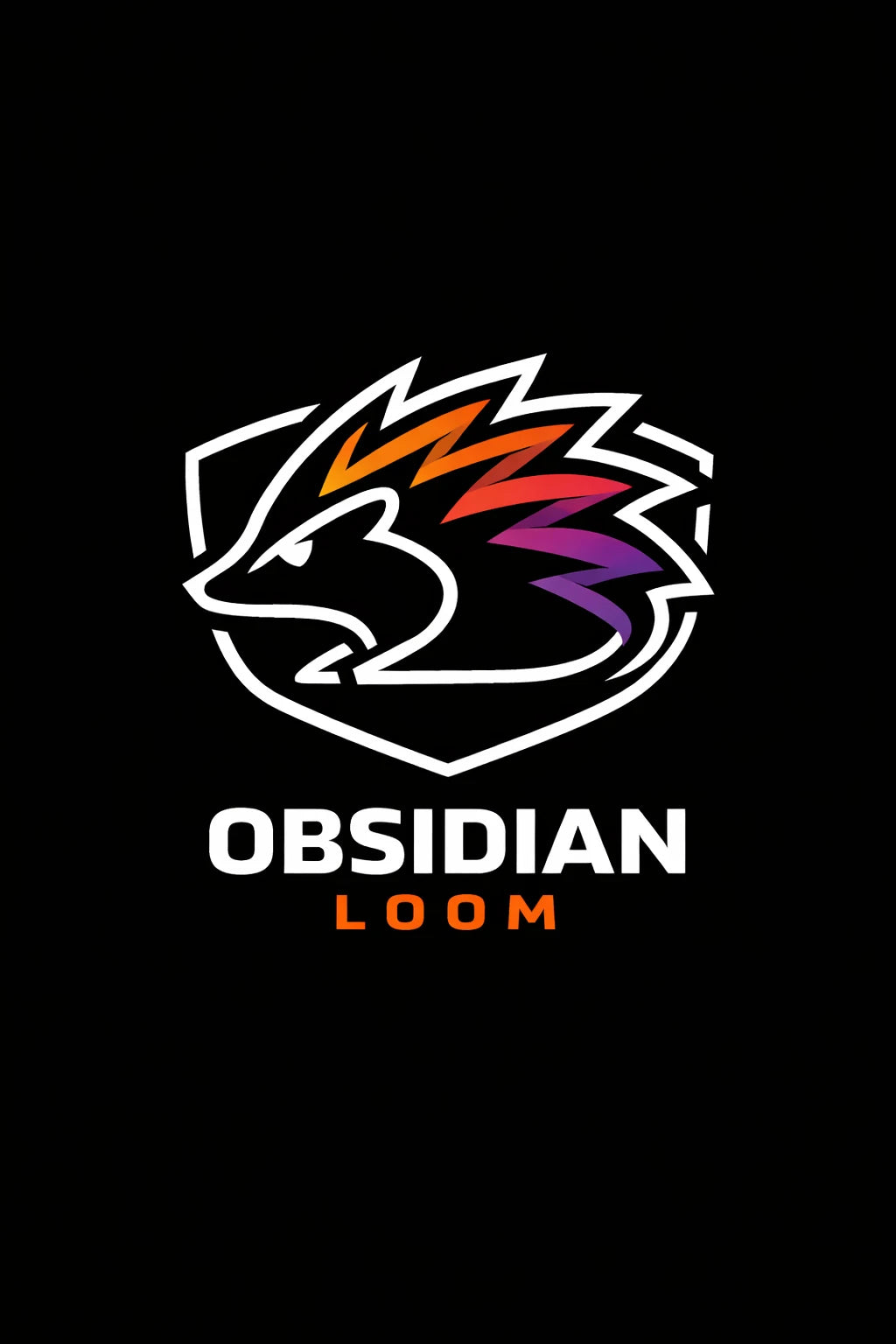 Example output from the Modern Iconic Mascot Logo Designs ChatGPT prompt: an Obsidian Loom mascot logo in clean continuous-line vector style with negative space, optimized for dark backgrounds.