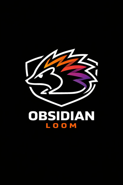 Example output from the Modern Iconic Mascot Logo Designs ChatGPT prompt: an Obsidian Loom mascot logo in clean continuous-line vector style with negative space, optimized for dark backgrounds.