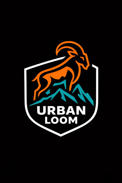 Example output from the Modern Iconic Mascot Logo Designs ChatGPT prompt: an Urban Loom mascot logo in clean continuous-line vector style with negative space, optimized for dark backgrounds.