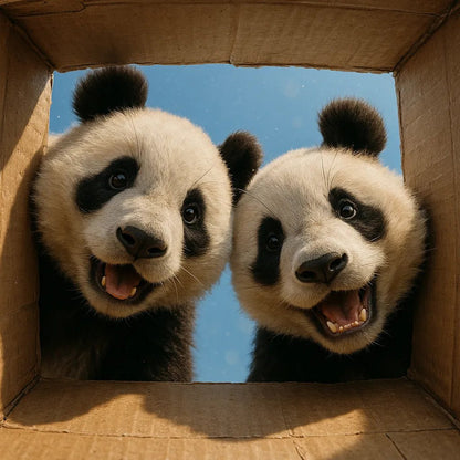 Example output from the Moody Animal Gaze Portrait Photos ChatGPT prompt: lifelike animal portrait: Pandas.