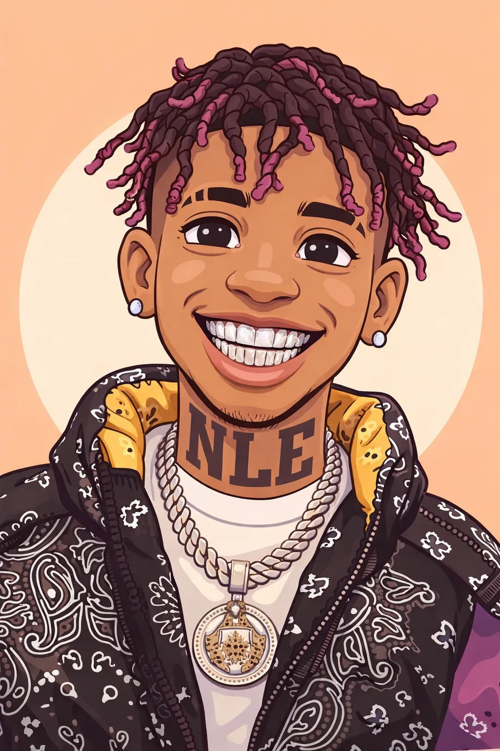 Cartoon avatar illustration created from photo, featuring clean semi-caricature portrait in a vector-inspired style: Artist