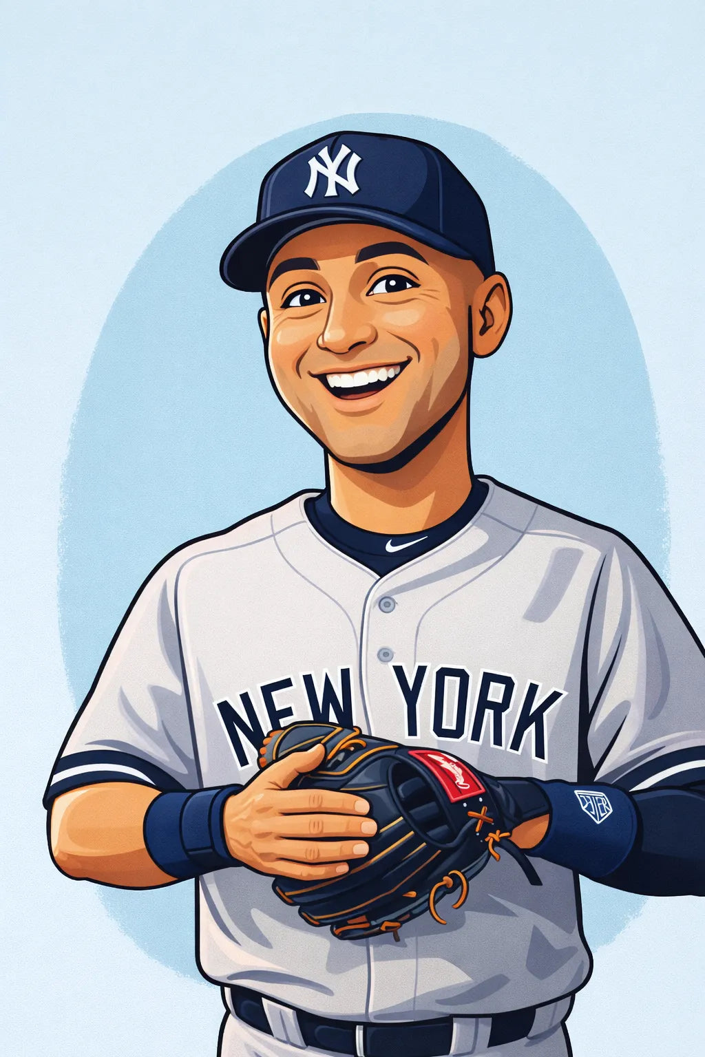 Cartoon avatar illustration created from photo, featuring clean semi-caricature portrait in a vector-inspired style: Derek