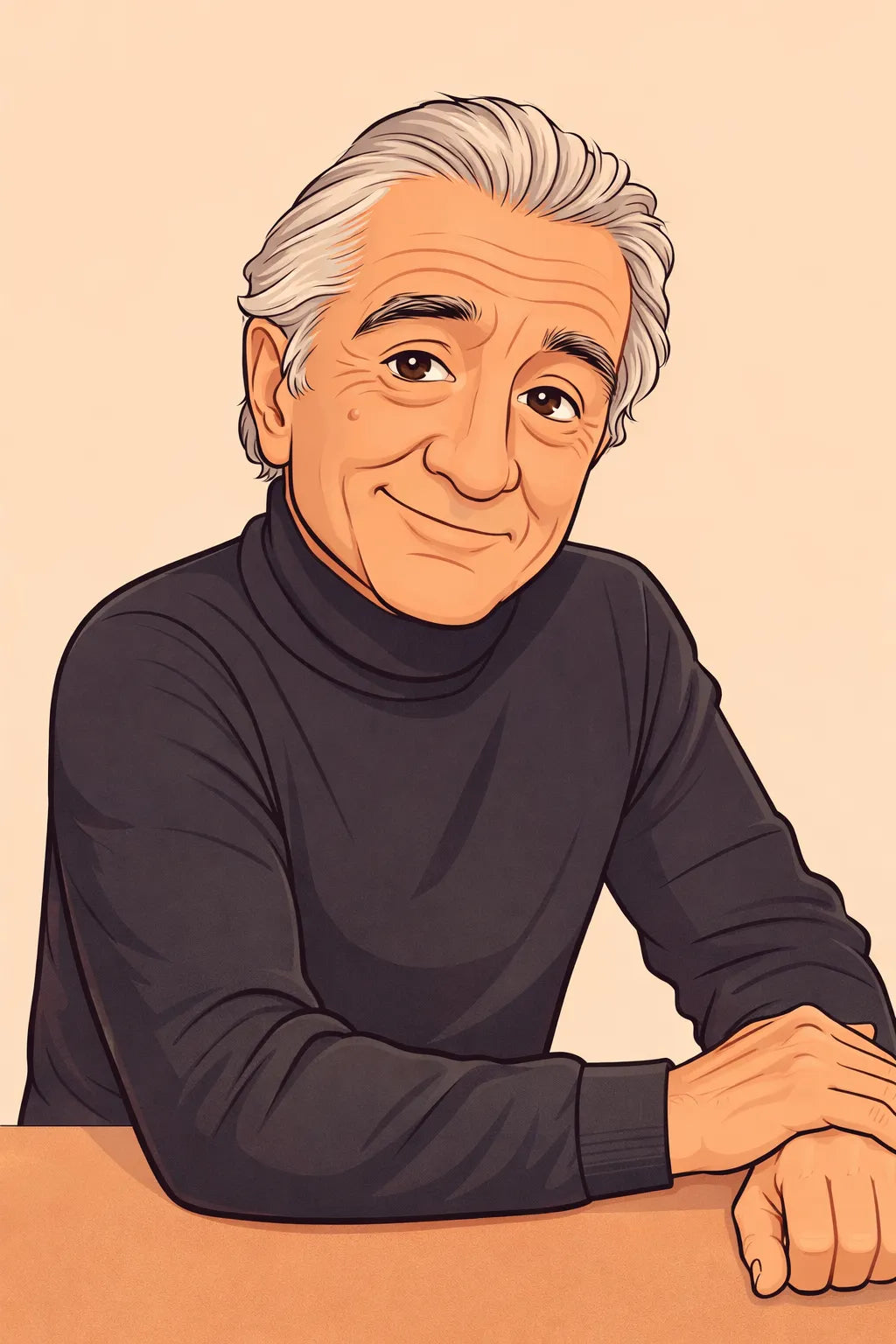 Cartoon avatar illustration created from photo, featuring clean semi-caricature portrait in a vector-inspired style: Robert