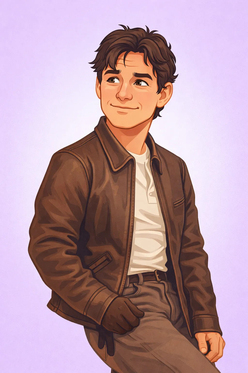 Cartoon avatar illustration created from photo, featuring clean semi-caricature portrait in a vector-inspired style: Tom