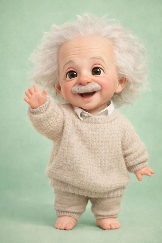 Example output from the Photo to Cute 3D Baby Characters ChatGPT prompt: Einstein