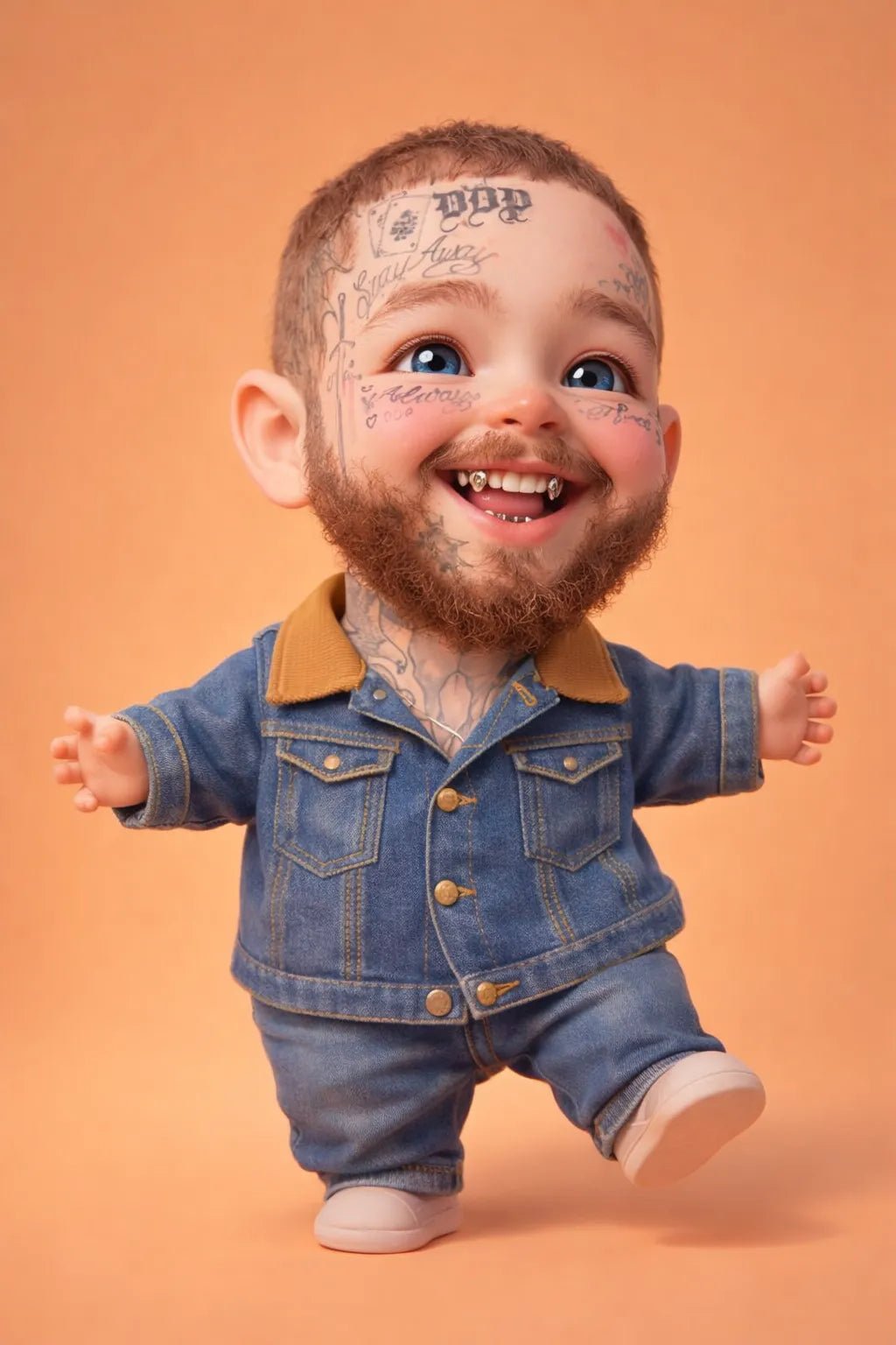 Example output from the Photo to Cute 3D Baby Characters ChatGPT prompt: Post Malone