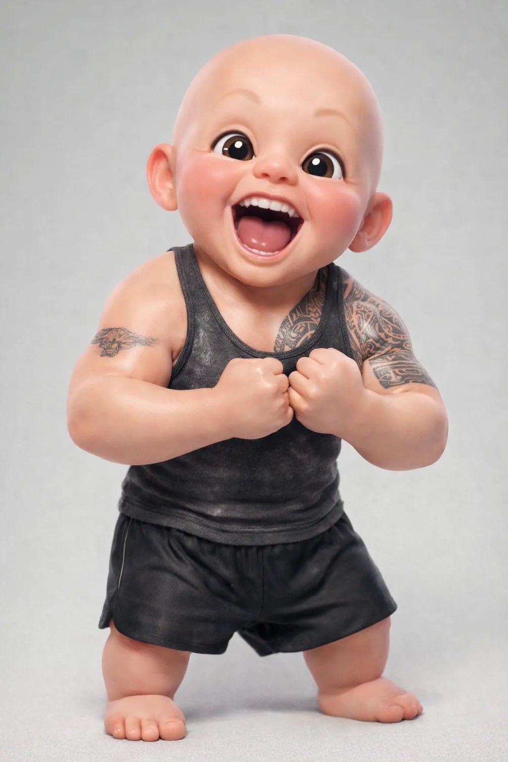 Example output from the Photo to Cute 3D Baby Characters ChatGPT prompt: The Rock