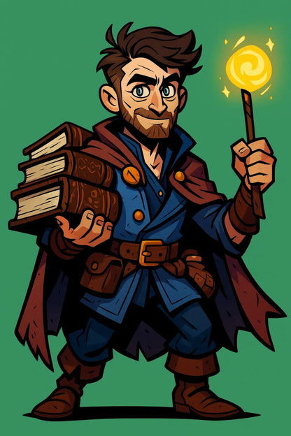 Example output from the Photo To Cartoon Game Characters ChatGPT prompt: Spell Caster Adventurer