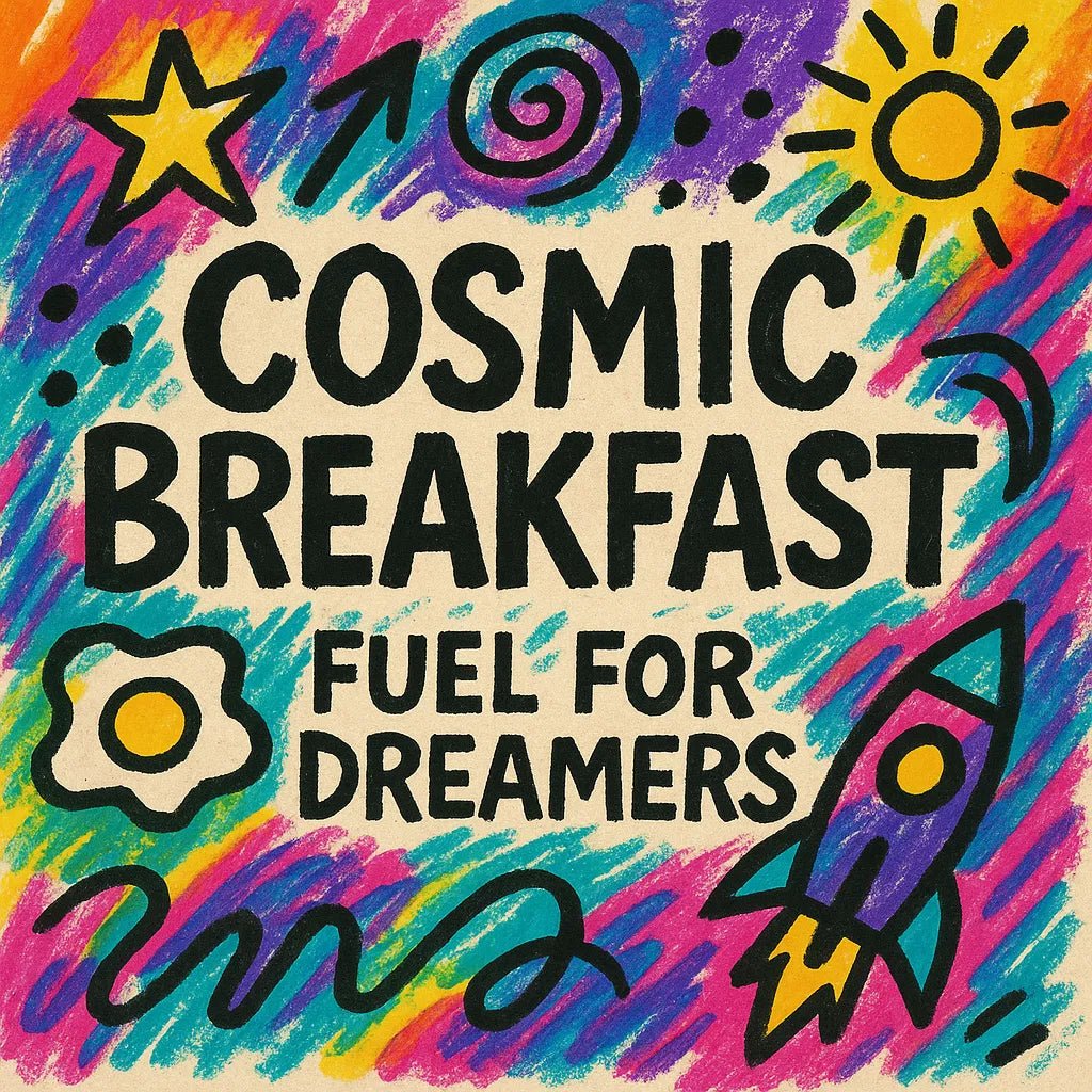 Example output from the Playful Marker Line Art Collage ChatGPT prompt: Cosmic Breakfast.