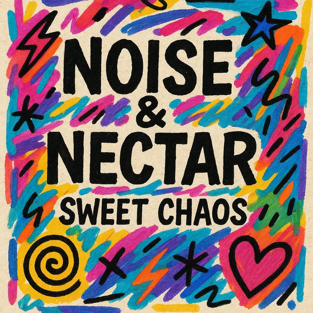 Example output from the Playful Marker Line Art Collage ChatGPT prompt: Noise & Nectar.