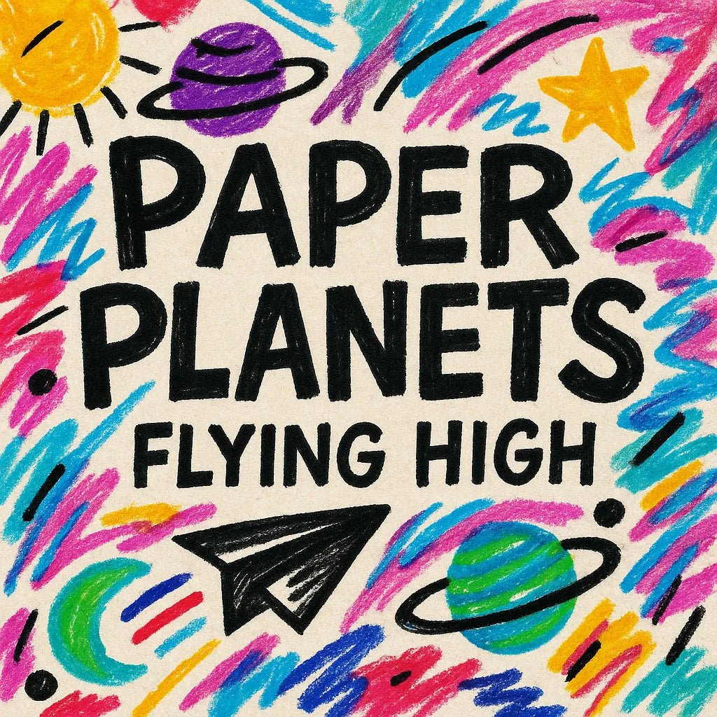 Example output from the Playful Marker Line Art Collage ChatGPT prompt: Paper Planets.