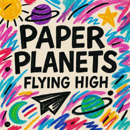 Example output from the Playful Marker Line Art Collage ChatGPT prompt: Paper Planets.