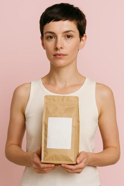 Example output from the Premium E-Commerce Product Mockup ChatGPT prompt: Coffee Bag