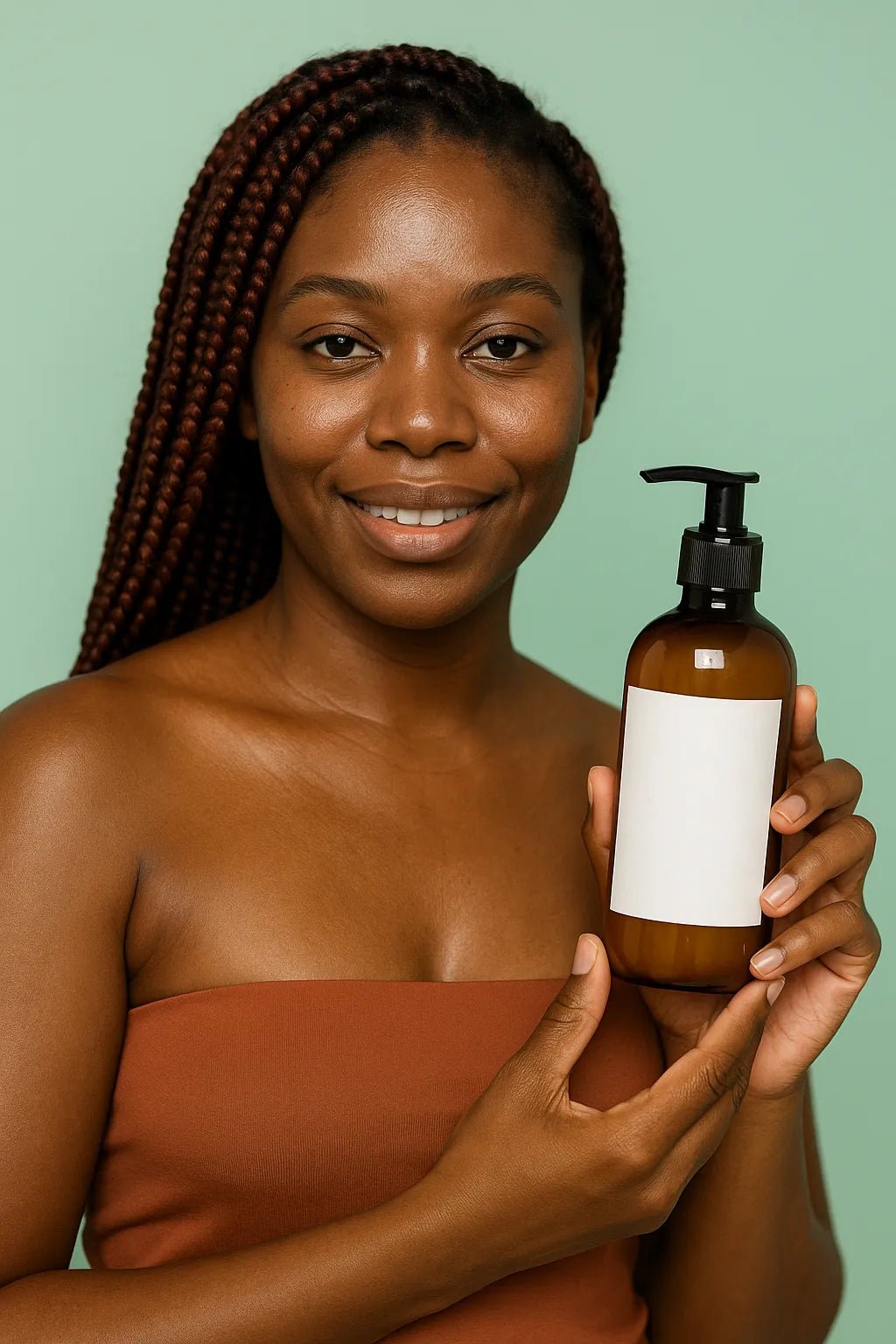 Example output from the Premium E-Commerce Product Mockup ChatGPT prompt: Lotion Bottle