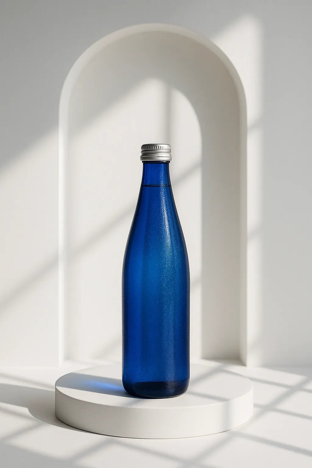 Example output from the Dual Editorial Drink Photography ChatGPT prompt: Water Bottle