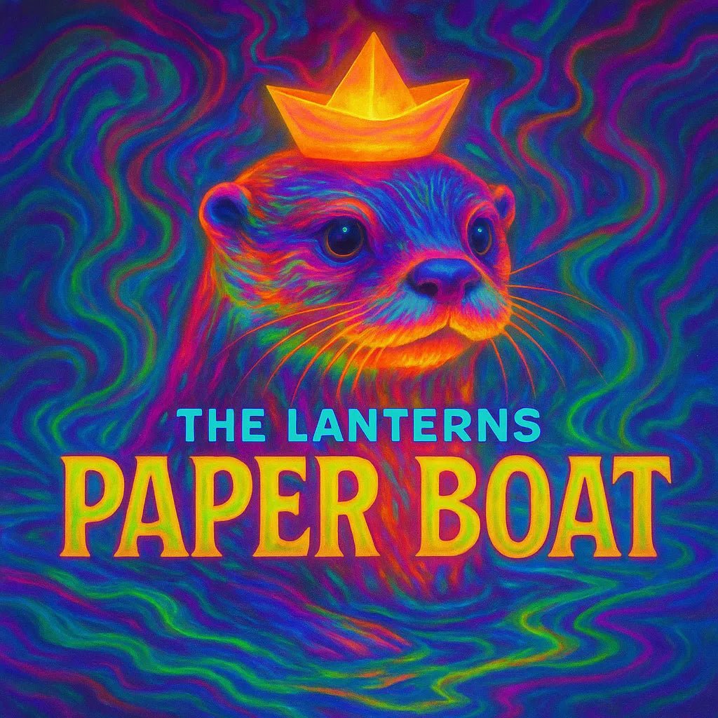 Example output from the Psychedelic Trippy Album Cover Design ChatGPT prompt: Paper Boat