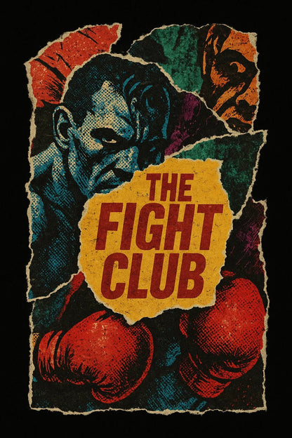 Example output from the Punk Zine Torn-Paper Collage ChatGPT prompt: The Fight Club gritty torn-paper poster