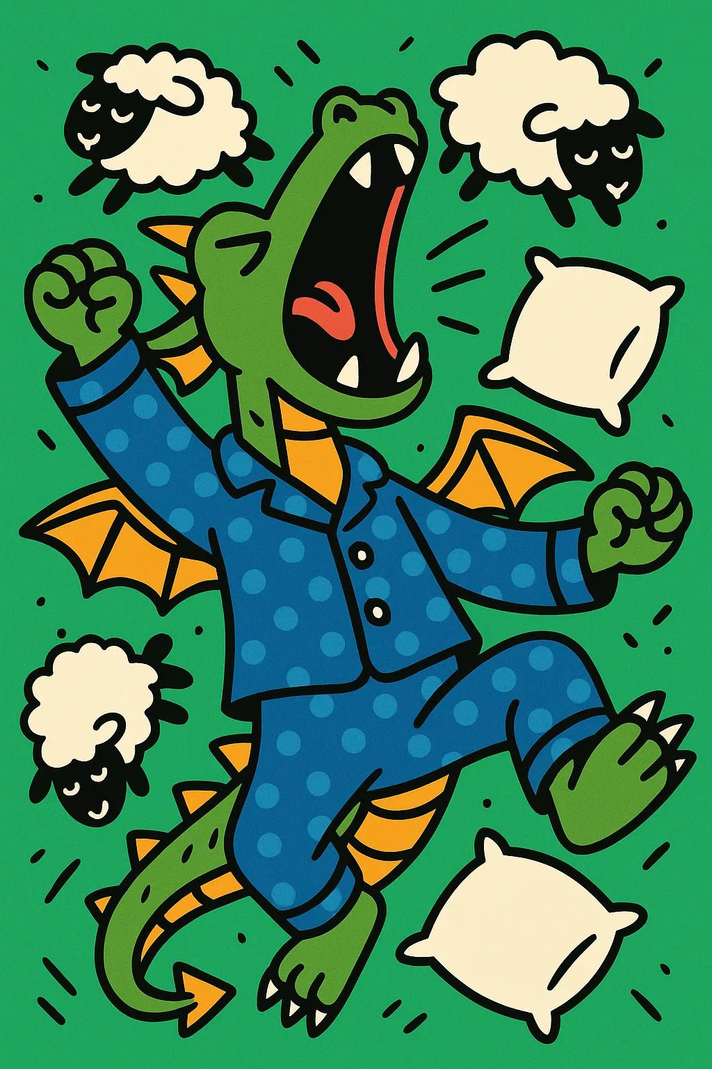 Example output from the Quirky Flat Vector Designs ChatGPT prompt: Dragon