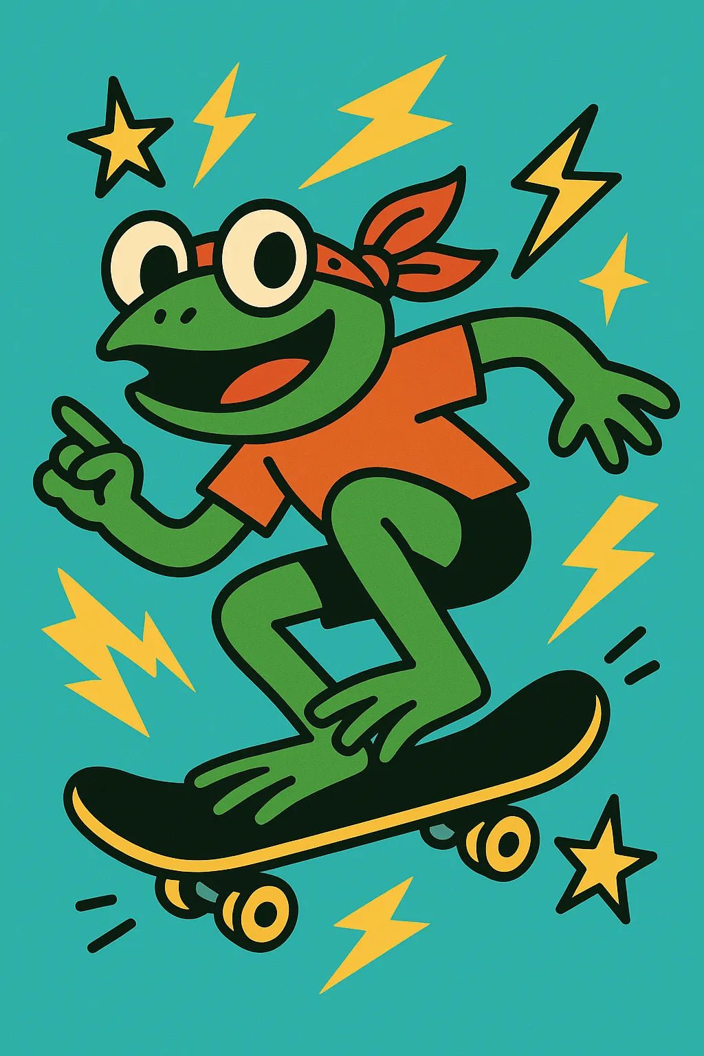 Example output from the Quirky Flat Vector Designs ChatGPT prompt: Frog