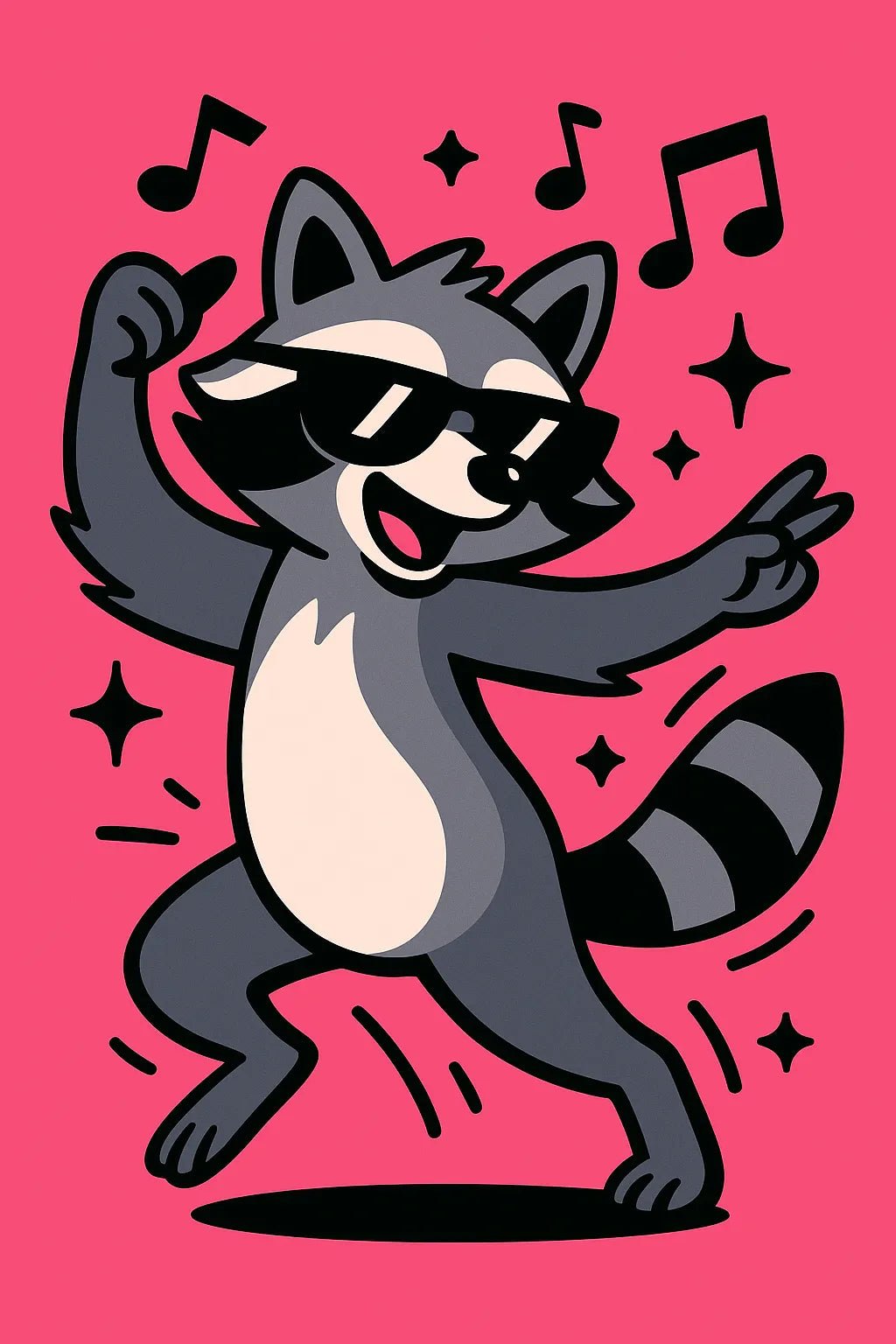Example output from the Quirky Flat Vector Designs ChatGPT prompt: Racoon